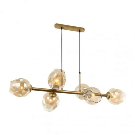 Lampa loft wisząca Borgo PND-30843-6 GD+AMB złota – Italux